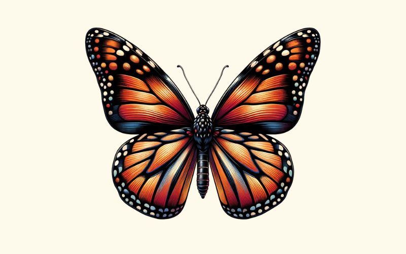 Un disegno del tatuaggio della farfalla Monarch in stile realistico.