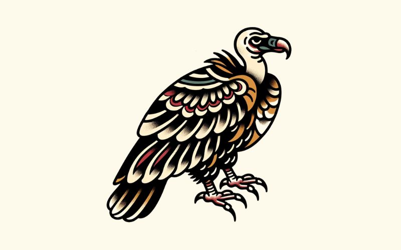 A traditional style vulture tattoo design.