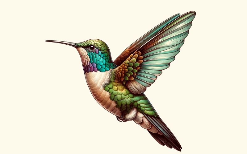 Ein Kolibri-Tattoodesign im Realismus-Stil.