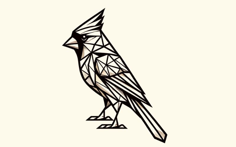 A geometric style cardinal tattoo design.
