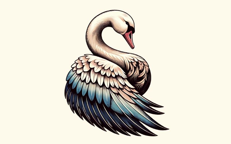 Un diseño de tatuaje de cisne de estilo realista.
