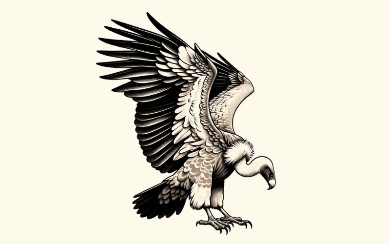 A realism style vulture tattoo design.