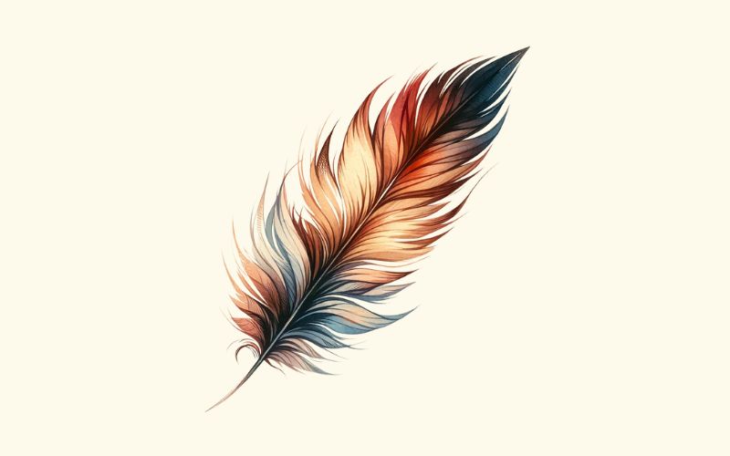 Un diseño de tatuaje de plumas estilo acuarela.