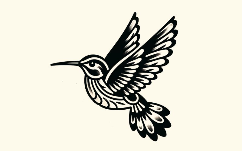 A traditional style hummingbird tattoo design.