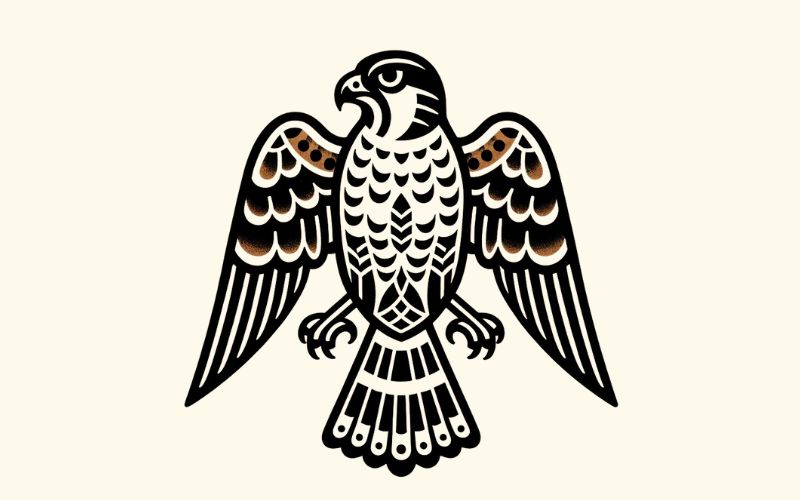 A traditional style falcon tattoo design.
