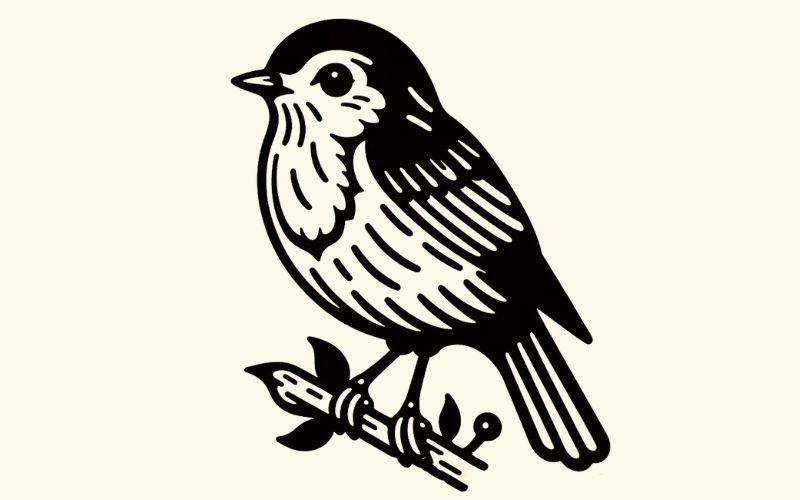 A traditional style robin tattoo design.