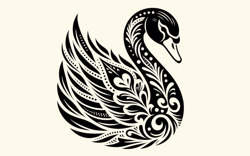 Un diseño de tatuaje de cisne estilo calado.