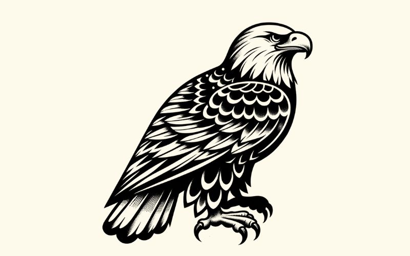 Ein Adler-Tattoo im Blackwork-Stil.  