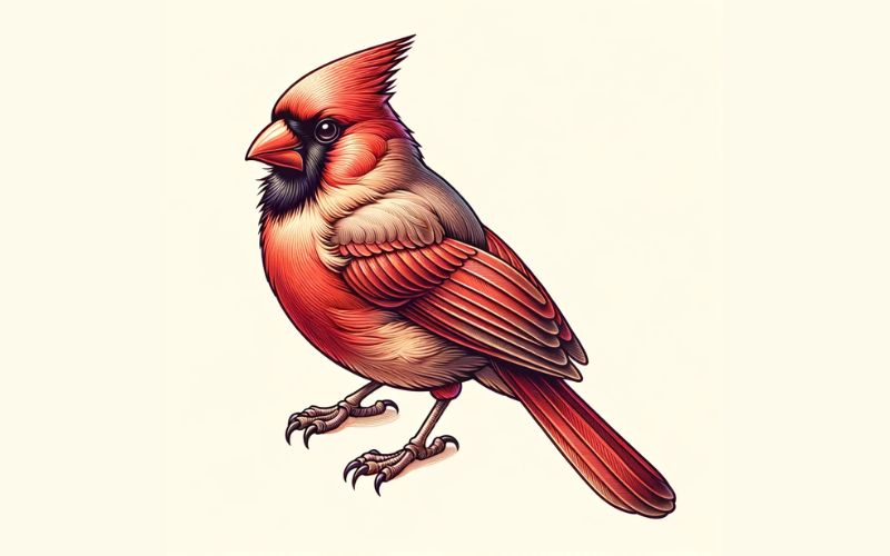 A realism style cardinal tattoo design.