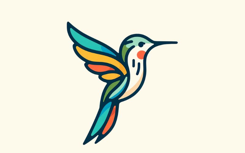 Ein Kolibri-Tattoodesign im minimalistischen Stil.