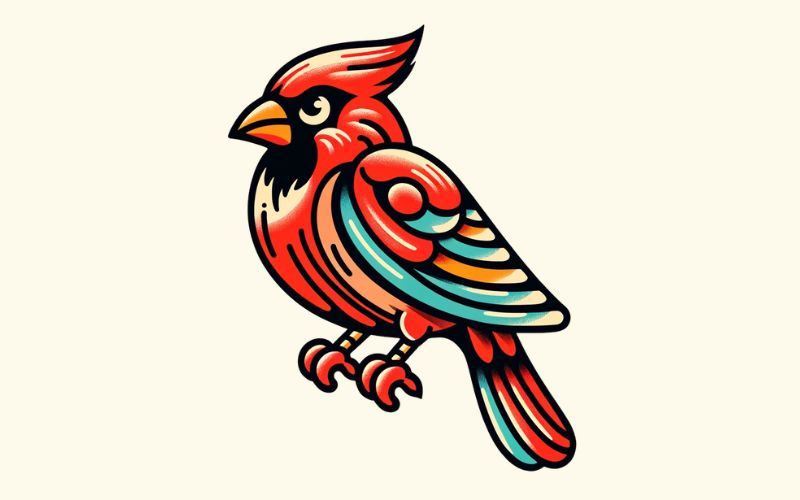 A new school style cardinal tattoo design.