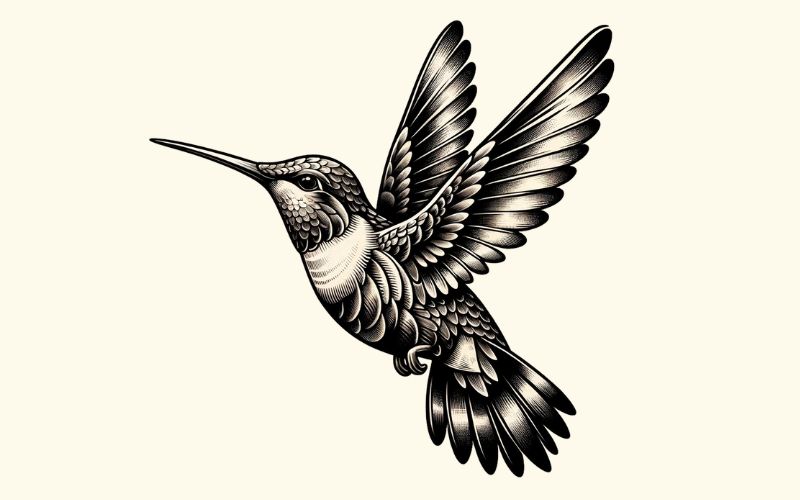 Ein Kolibri-Tattoodesign im Realismus-Stil.