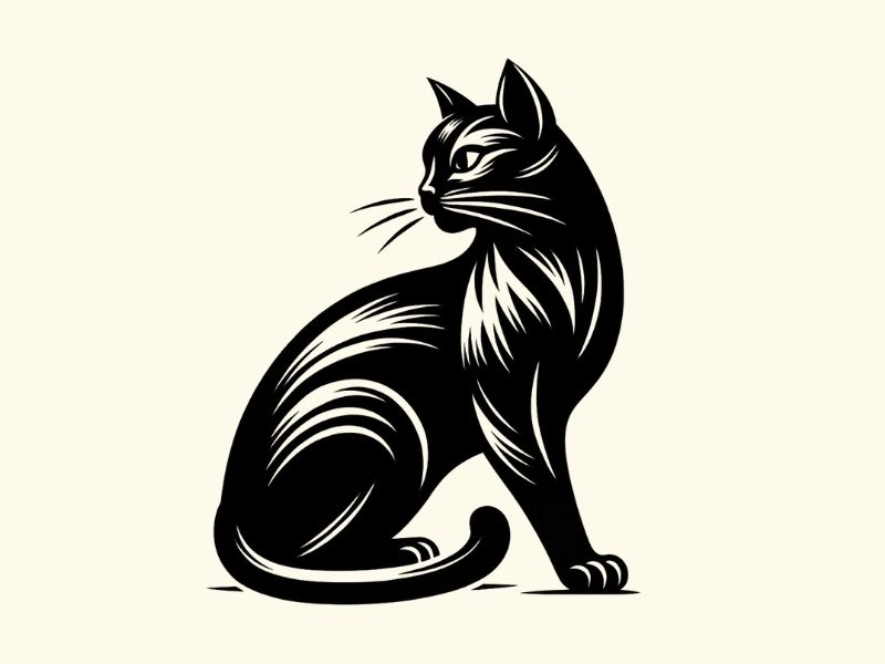 A black cat tattoo design.