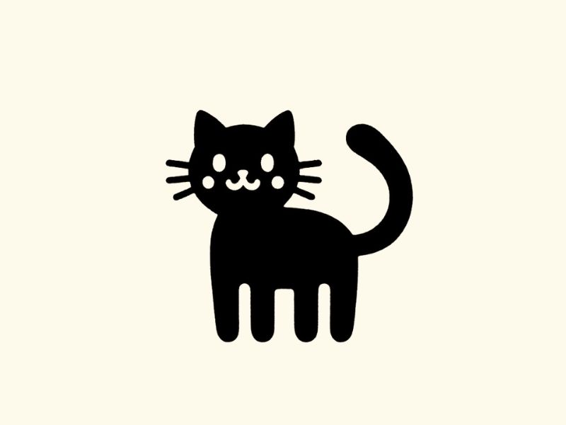 A small, cute black cat tattoo design.