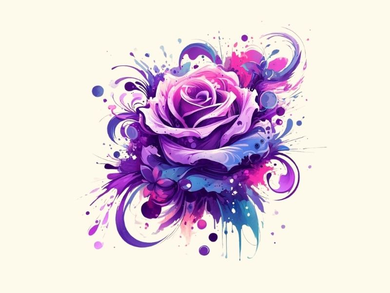 An abstract purple rose tattoo design.