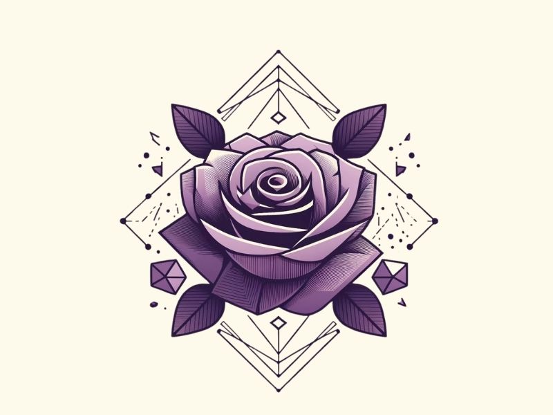 A minimalist purple rose tattoo design.