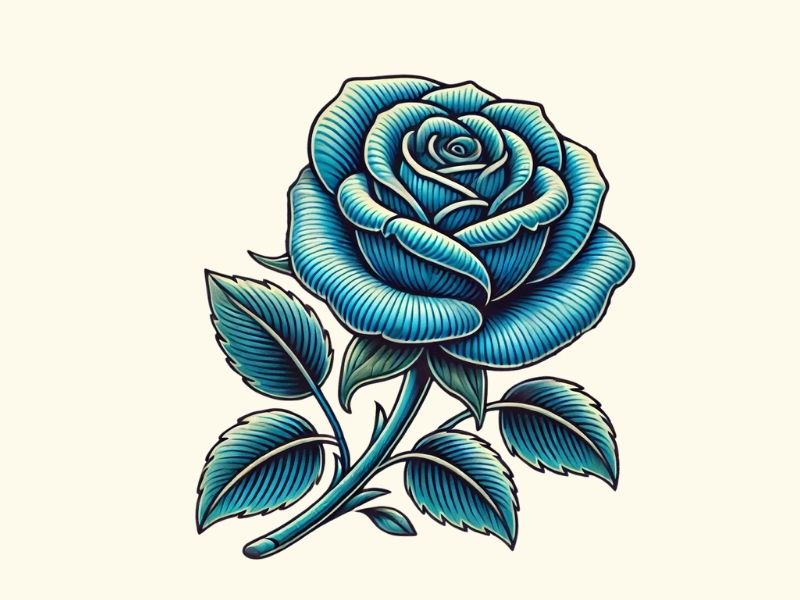 A blue rose tattoo design.