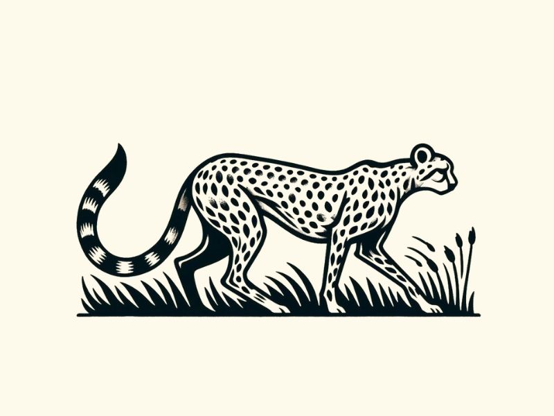 A prowling cheetah tattoo design.