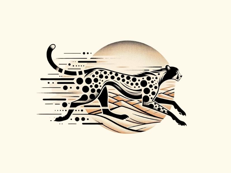 A running cheetah tattoo design.