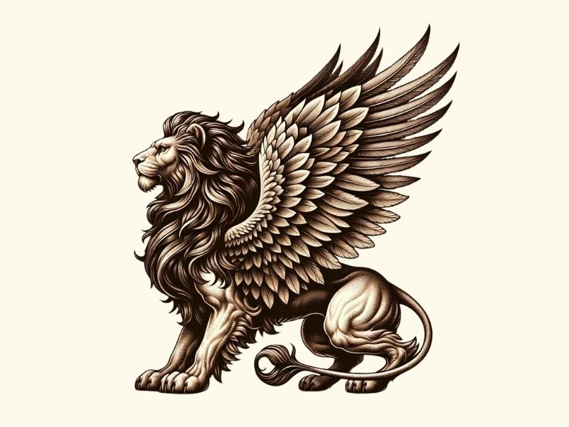A mythical lion tattoo design.