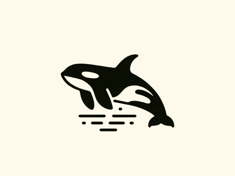 A minimalist orca tattoo design.