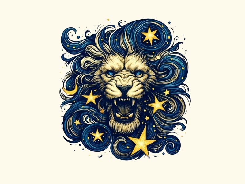 A lion with stars tattoo design.