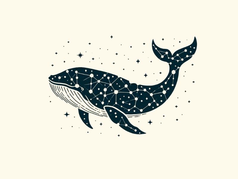 A whale and stars tattoo design.