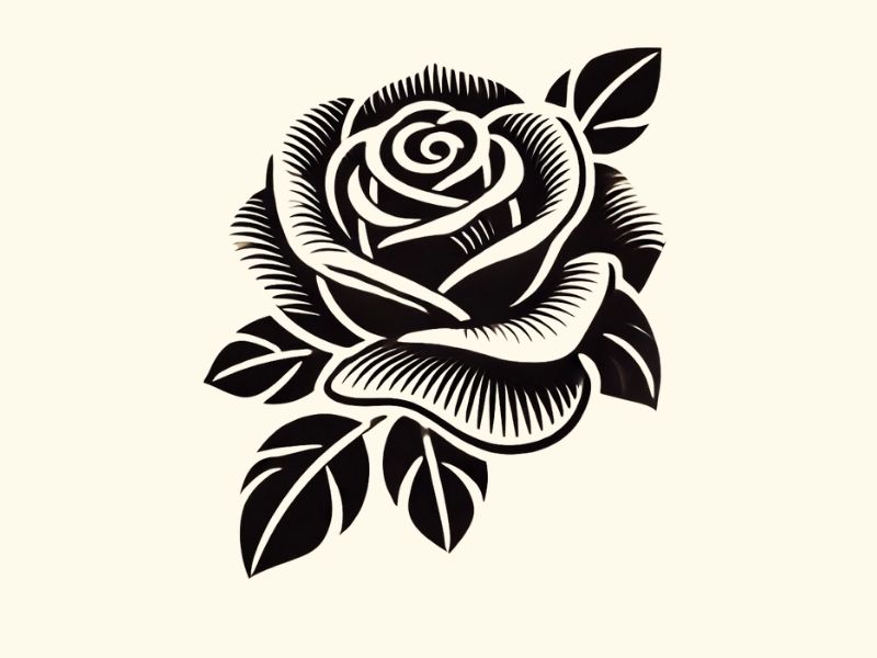 A modern black rose tattoo design