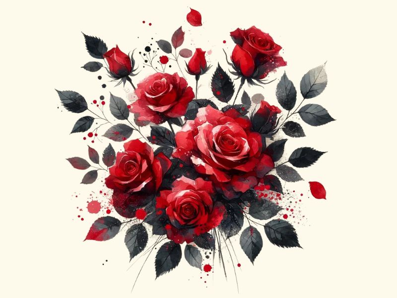 A watercolor style red roses tattoo design.